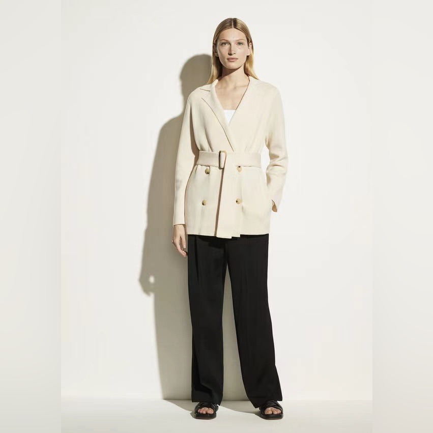 Nwt $595 Vince Wool Cashmere Belted Sweater Coat Ivory